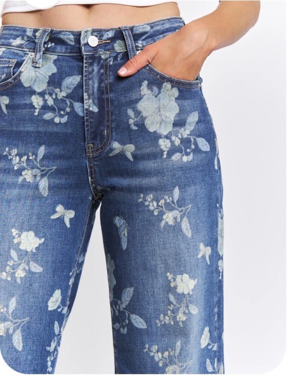 Mica denim High-Rise Floral Print Wide leg Women’s Jeans Sz 9 -